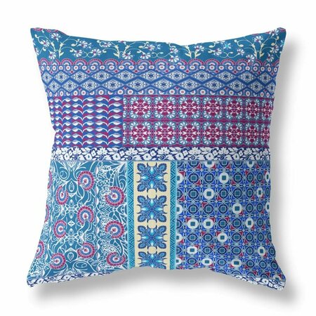 HOMEROOTS 16 in. Plum Patch Indoor & Outdoor Zippered Throw Pillow Navy Blue & Maroon 411005